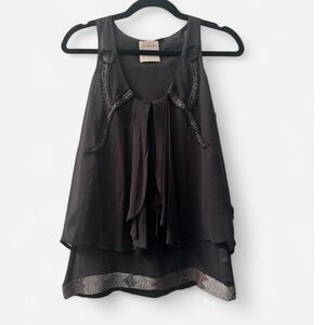 Saivana grey Asymmetrical Tiered Tank Top XS